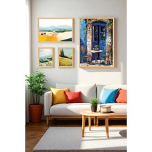 Muyika Design Akdeniz Temalı Ahşap Çerçeveli 4’lü Tablo Seti – Pvc Korumalı Dijital Baskı, 50X70CM -Akdeniz