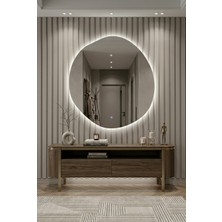 Cg Home Arya Asimetrik Ledli Ayna Modern Banyo Aynası Şık Tasarım Konsol Aynası Dekoratif Duvar Aynası Beyaz Günışığı LED