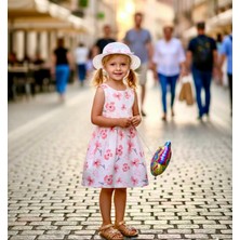 Cooll Bebek Kız Çocuk Pembe Çicekli Pamuklu Şapkali Elbise