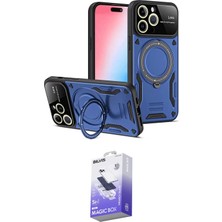 Teknoparkx Ieg™ Iphone 15 Pro Kılıf Kıvılcım Modern Serisi - Siyah Bilvis 5in1 5d Magic Hayalet Cam Ek