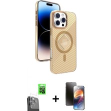 Marsilyan™- iPhone 16 Pro Max Kılıf Nova Modern Prime - Siyah 3D Antistatik Mat Seramik Nano Ekran Koruyucu + Raze Metal Kamera Lens - Sh