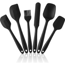 Ivory Lucci Black Series 6 Parça Isıya Dayanıklı Silikon Mutfak Seti - Spatula, Fırça, Karıştırıcı Seti (20-28 Cm)