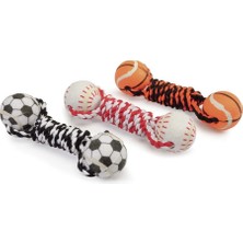 Camon Ipli Çift Spor Topu Eğlenceli ve Renkli Örgülü Köpek Oyuncağı 16 cm