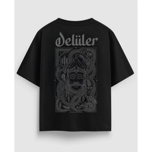 Yolo Street Oversize Unisex Siyah Tişört – Delüler Baskı, %100 Pamuk Streetwear Tasarım