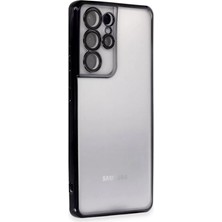 Elivora Newface Samsung Galaxy S21 Ultra Kılıf Razer Lensli Silikon - Siyah