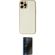 Teknoparkx Ieg™ Iphone 12 Pro Kılıf Ahenk Işık - Siyah 3D Antistatik Hayalet Cam Ekran Koruyucu Tknprk-