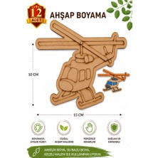 ArtMaster Ahşap Boyama Helikopter 12 Adet 10X15CM Araba Boyama Figürü Etkinlik Çoçuk Gelişim Motor Beceri Kreş Anasınıfı