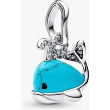 Lovecharm S925 Ayar Gümüş Turkuaz Renkli Balina Sallantılı Charm Kolye Ucu