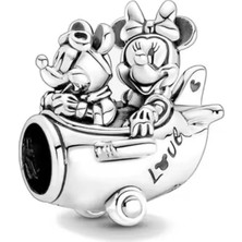 Lovecharm Disney Mickey ve Minnie Mouse Uçak Figürlü S925 Ayar Charm