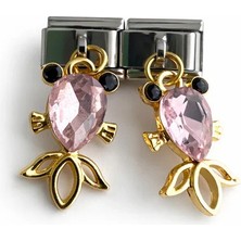 Lovecharm Pembe Taşlı Balık Figürlü Italyan Charm – Italyan Bileklik Uyumlu