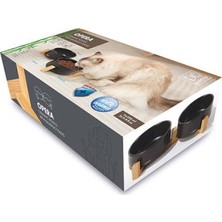 Elivora Opera Bamboo Standlı Seramik Mama Kabı Siyah 2X350 ml