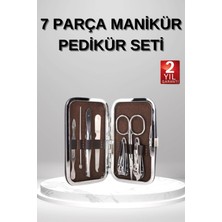 Derin Stok 7 Parça Manikür Pedikür Seti El Ayak Bakımı Çantalı Paslanmaz Çelik