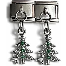 Lovecharm Taşlı Çam Ağacı Figürlü Italyan Charm – Çelik Bileklik Uyumlu Sallantılı Charm