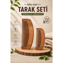 Eneci 2 Adet Farklı Boyda Doğal Ahşap Tarak 2'li Set Büyük Boy 15 cm Küçük Boy 9 cm