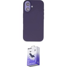 Teknoparkx Ieg™ Iphone 16 Kılıf Kıvılcım Çizgi Serisi - Siyah Bilvis 5in1 5d Magic Hayalet Cam Ekran