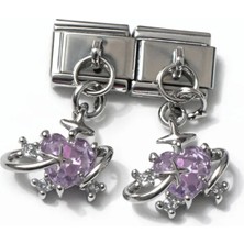 Lovecharm Mor Kalp Taşlı Gezegen Figürlü Italyan Charm