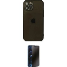 Teknoparkx Ieg™ Iphone 12 Pro Max Kılıf Ahenk Doku - Siyah 3D Antistatik Hayalet Cam Ekran Koruyucu Tknpr