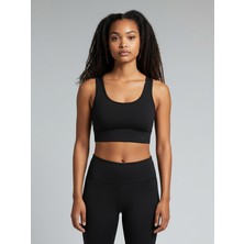 Caprix Activewear Spor Kadın Siyah Crop Atlet