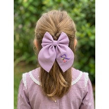 Hedera Handmade Lila R Harf Nakışlı Fiyonk Toka