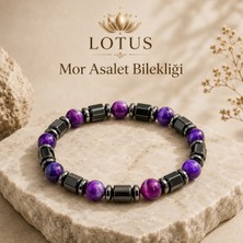 Lotus Atölye ve İyi Yaşam Merkezi ✨ Mor Asalet Bilekliği – Mor Akik, Boru Hematit & Ince Hematit | Lotus Atölye ve Iyi Yaşam Merkezi