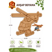 ArtMaster Ahşap Boyama Helikopter 24 Adet 10X15CM Araba Boyama Figürü Etkinlik Çoçuk Gelişim Motor Beceri Kreş Anasınıfı