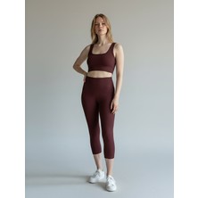 Caprix Activewear Spor Kadın Bordo Crop Atlet
