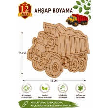 ArtMaster Ahşap Boyama Kamyon 12 Adet 10X15CM Araba Boyama Figürü Etkinlik Çoçuk Gelişim Motor Beceri Kreş Anasınıfı