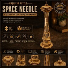 Algwood Space Needle Kulesi Minyatür Ahşap Maket | 3D Puzzle Dıy Kendin Yap | 321 Parça Hobi Seti