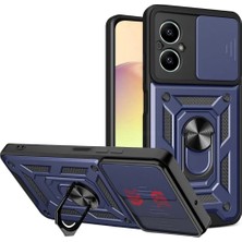 HANPORIUM Realme C67 Uyumlu Tank Kılıf - Yüzüklü Standlı Extra Darbe Koruma Zırhlı Outdoor Kapak - Lacivert