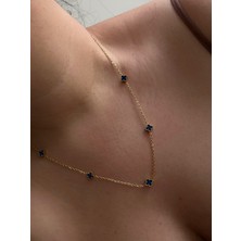 Owentis Çelik Gold Ikonik Model Lacivert Mini Ikon Kolye -Kararma Yapmaz-