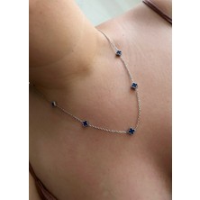 Owentis Çelik Silver Ikonik Model Lacivert Mini Ikon Kolye -Kararma Yapmaz-