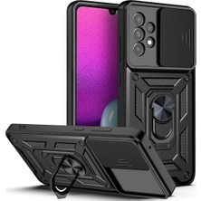 HANPORIUM Samsung Galaxy A13 Uyumlu Tank Kılıf - Yüzüklü Standlı Extra Darbe Koruma Zırhlı Outdoor Kapak - Siyah
