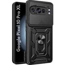HANPORIUM Google Pixel 10 Pro Xl Uyumlu Tank Kılıf - Yüzüklü Standlı Extra Darbe Koruma Zırhlı Outdoor Kapak - Siyah