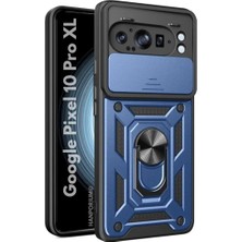 HANPORIUM Google Pixel 10 Pro Xl Uyumlu Tank Kılıf - Yüzüklü Standlı Extra Darbe Koruma Zırhlı Outdoor Kapak - Lacivert