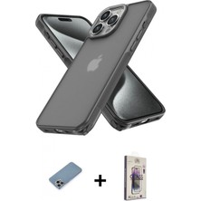 Marsilyan™- iPhone 13 Pro Max Kılıf Atlas Form - Siyah Bilvis 3D Cam Ekran Koruyucu + Gökkuşağı Shine Kamera Lens Koruma Cam