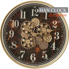 Han Clock Golden Metal Çarklı Duvar Saati 55CM