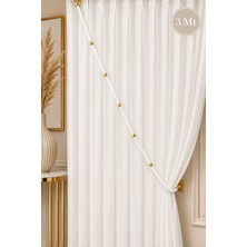 Emtory Home Beyaz Kruvaze Perde Tavan Korniş Bağlama Halatı - Gold Detaylı - Perde Süsü - 3 Metre - 1 Adet