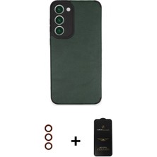 Marsilyan™- Galaxy S23 Plus Kılıf Doruk Asil Koleksiyonu - Siyah 6d Antistatik Mat Seramik Hayalet Nano Ekran Koruyucu + Metal Kamera Lens - Kı
