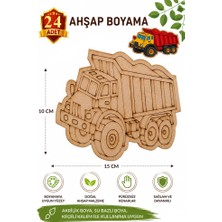 ArtMaster Ahşap Boyama Kamyon 24 Adet 10X15CM Araba Boyama Figürü Etkinlik Çoçuk Gelişim Motor Beceri Kreş Anasınıfı