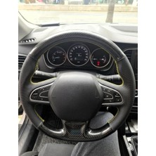 Stilix Garage Megane 4 Joy Pakete Uygundur Araca Tam Uyumlu Dikmeli Direksiyon Kılıfı 5d Kristal Karbon Nokta