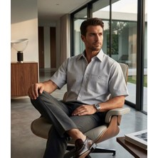 Eren Style Linen Keten Klasik %100 Cotton Kısa Kollu Terletmeyen Gömlek