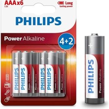 TeknoKapsül LR03P6BP/10 LR03 Micro 1.5 Volt 4+2 Power Alkaline Aaa Ince Kalem Pil (6'lı Paket)