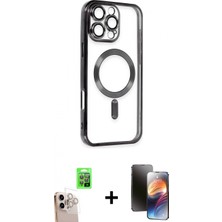 Marsilyan™- iPhone 16 Pro Max Kılıf Nova Işık Özel Seri - Siyah 3D Antistatik Mat Seramik Nano Ekran Koruyucu + Raze Metal Kamera Lens - Nlgy