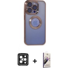 Marsilyan™- iPhone 15 Pro Max Kılıf Pusula Form - Siyah Bilvis 3D Mat Cam Ekran Koruyucu + Pvd Metal Kamera Lens - Sh