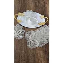 Zesa Home 6 Lı Kahve Yanı Şık Sunum Peçeteleri Tül Güpürlü