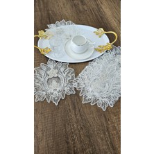 Zesa Home 6 Lı Kahve Yanı Şık Sunum Peçeteleri Tül Güpürlü