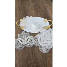 Zesa Home 6 Lı Kahve Yanı Şık Sunum Peçeteleri Tül Güpürlü