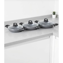 Taç Master Ceramica Cam Kapaklı Seramik Sahan Seti 6 Parça