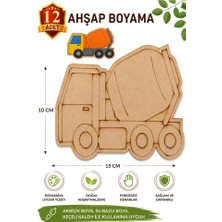 ArtMaster Ahşap Boyama Mikser 12 Adet 10X15CM Araba Boyama Figürü Etkinlik Çoçuk Gelişim Motor Beceri Kreş Anasınıfı