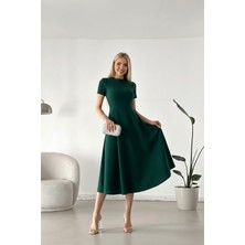 Ang Butik Kadın Kısa Kollu Midi Tasarım Elbise